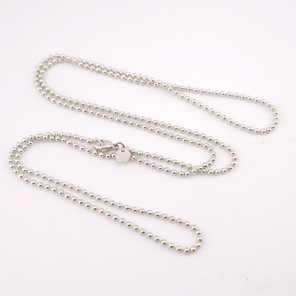 Tiffany & Co. Sterling Silver 2.5mm Ball Bead Beaded Toilet 24' inch Chain Pouch - Picture 2 of 8